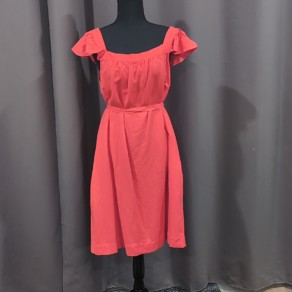 Elegant Coral Off-Shoulder Dress
